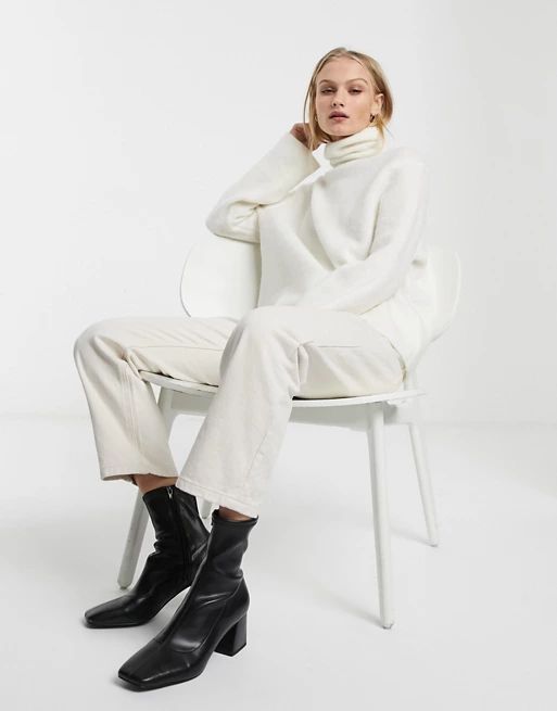 & Other Stories oversized funnel neck jumper in white | ASOS UK