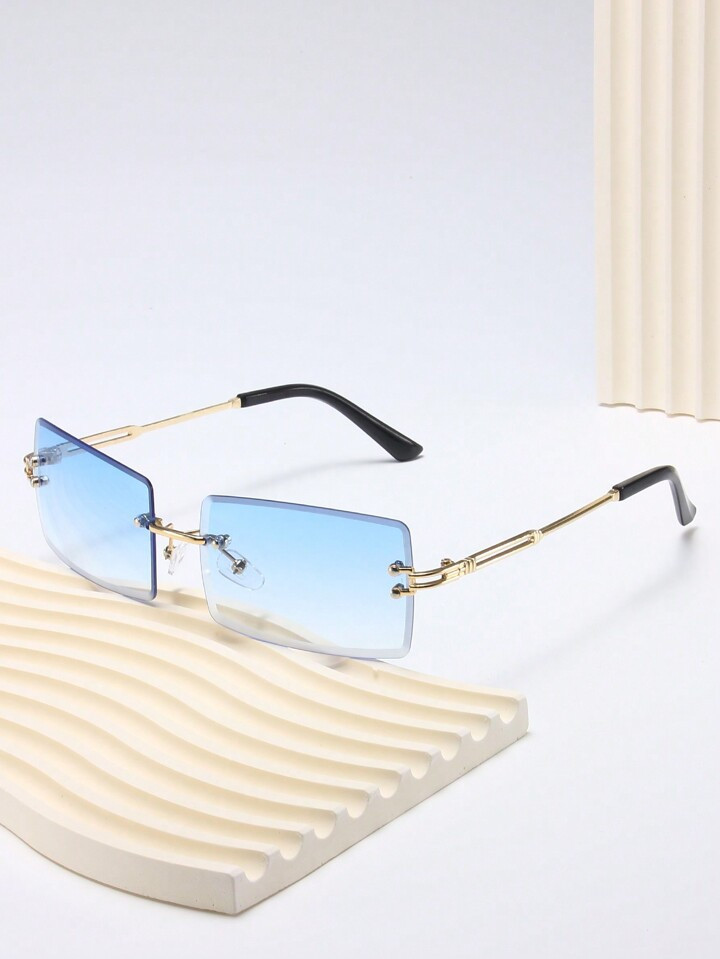 1pc Rimless Cutout Square Shaped Gradient Color Fashion Sunglasses For Daily Wear Women Shades Be... | SHEIN