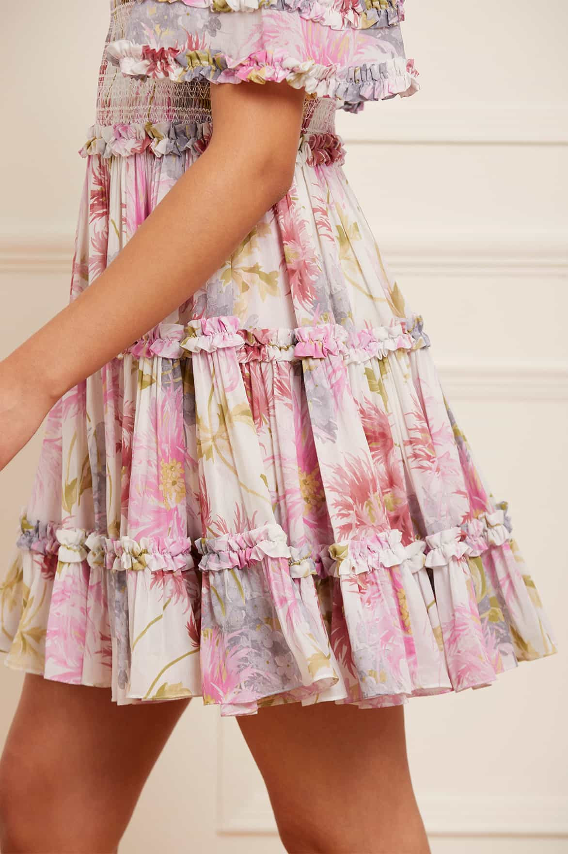 Hummingbird Chiffon Smocked Micro Mini Dress | Needle & Thread