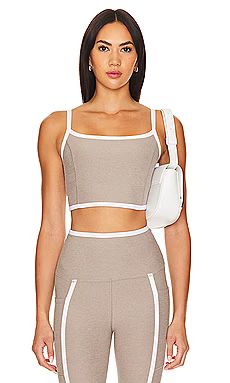 Beyond Yoga Spacedye New Moves High Cropped Tank in Birch & Cloud White from Revolve.com | Revolve Clothing (Global)