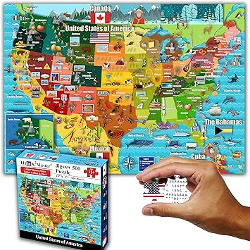 Think2Master Colorful United States Map 500 Pieces Large Format Jigsaw Puzzle for Kids 12+, Teens... | Amazon (US)