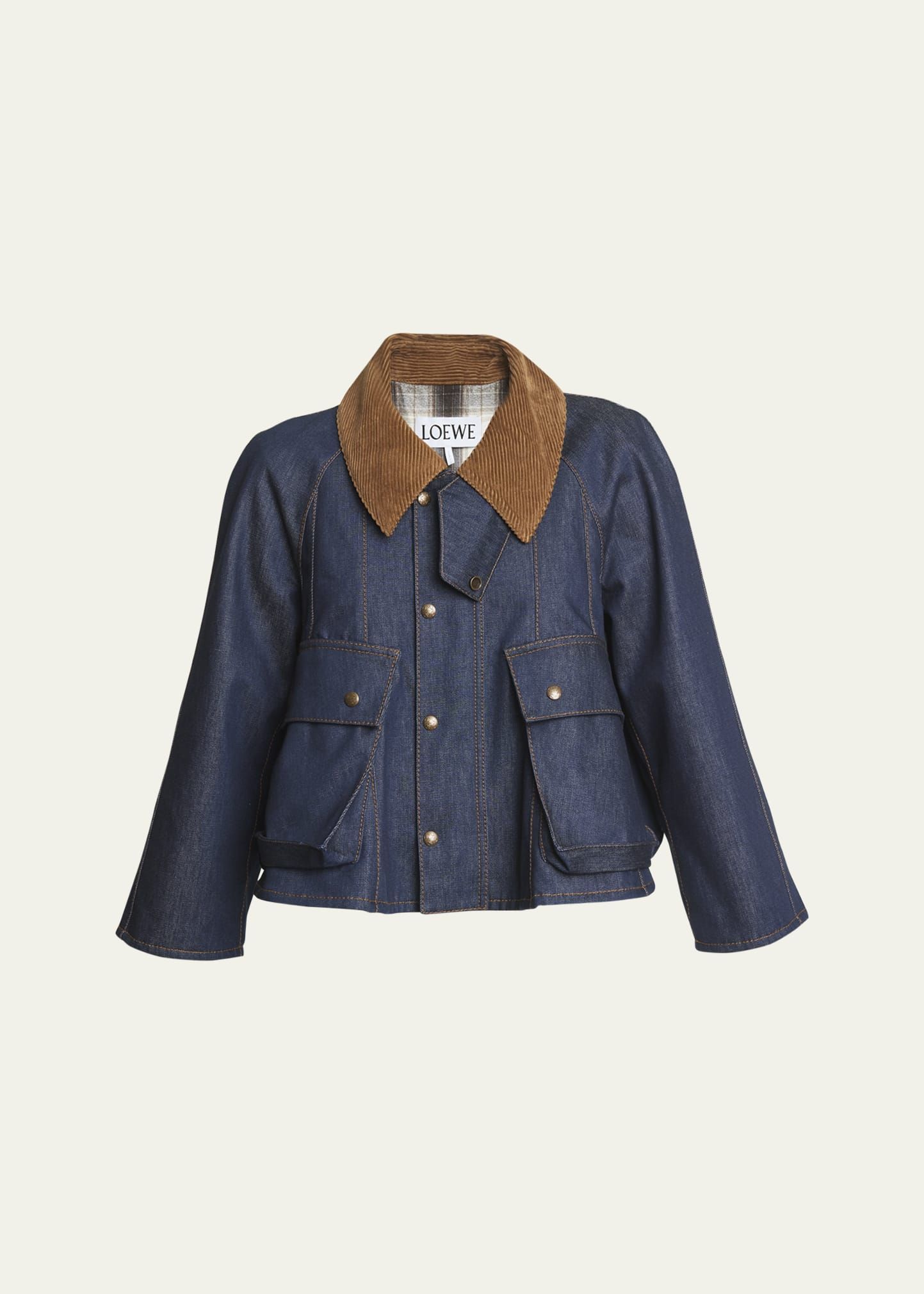 Loewe Collared Denim Trapeze Jacket | Bergdorf Goodman