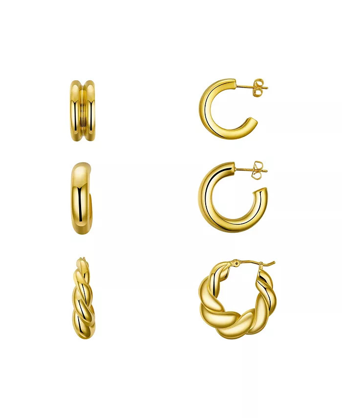 Gold-Tone Stainless Steel Hoop Earring Set | Macy's