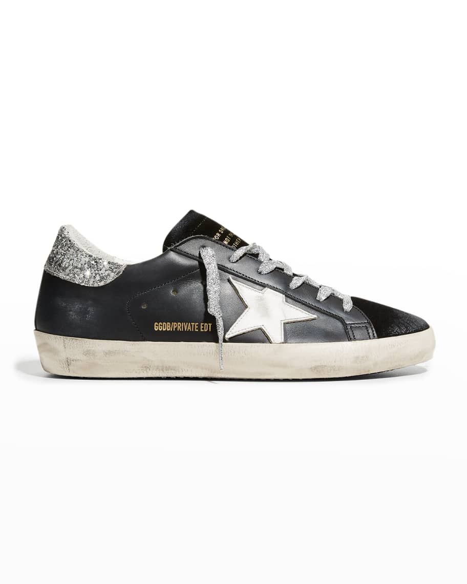 Golden Goose Superstar Leather Glitter Low-Top Sneakers | Neiman Marcus