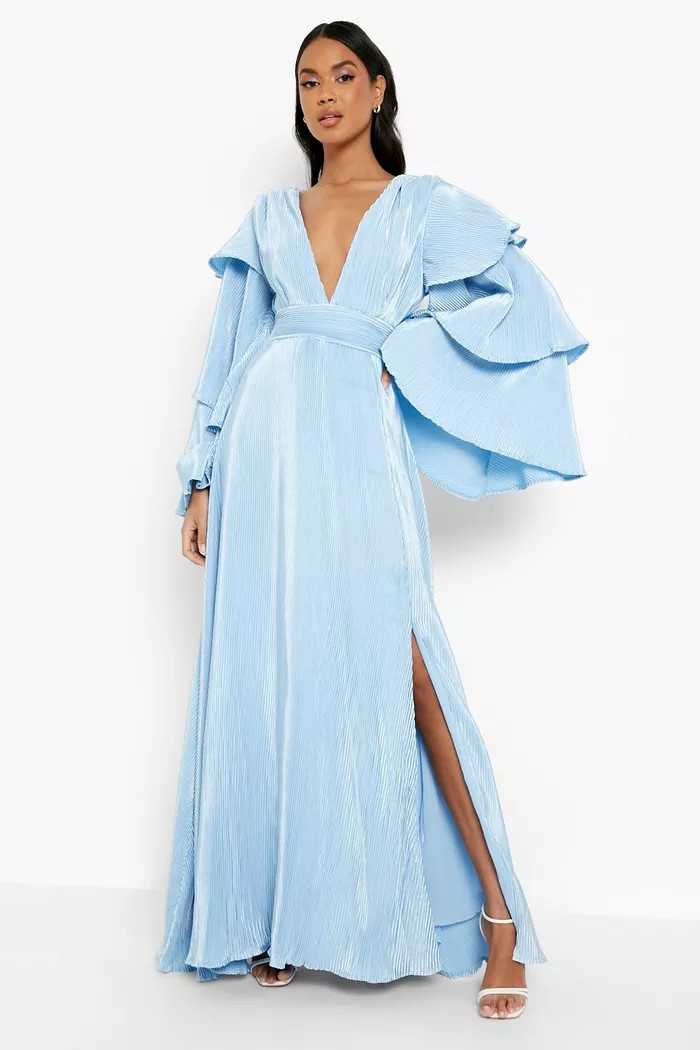 Layered Ruffle Sleeve Maxi Dress | Boohoo.com (US & CA)