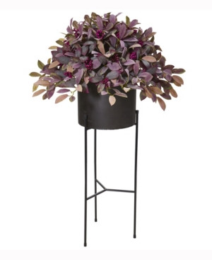 Nearly Natural 49in. Fall Laurel Leaf with Berries Artificial Plant in Black Planter with Stand | Macys (US)