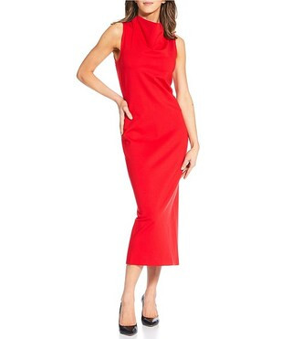 Sleeveless Ponte Mock Neck Sleeveless Midi Dress | Dillard's
