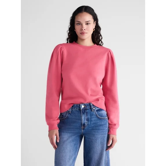 Scoop Women's and Women's Plus Mineral Washed Pleat Shoulder Sweatshirt, Sizes XS-4X | Walmart (US)