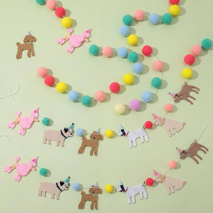 Frienda 3 Pieces Felt Ball Garland Pom Pom Banner Carnival Themed Party Felt Ball Decorations for... | Amazon (US)