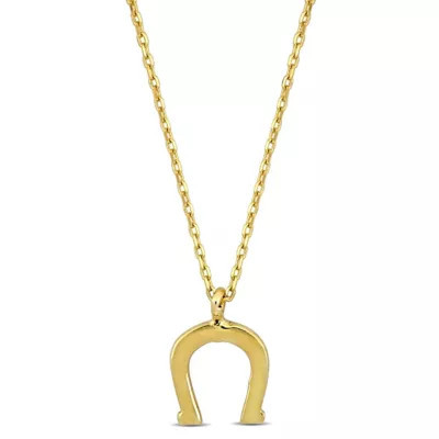 Belk & Co Horseshoe Pendant Necklace in 14K Yellow Gold, 8.25 in | Belk