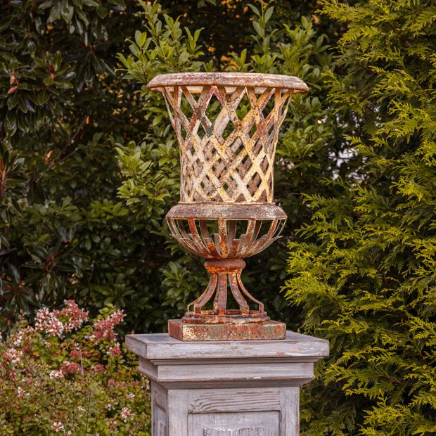 Rustic Woven Metal Urn | Antique Farm House