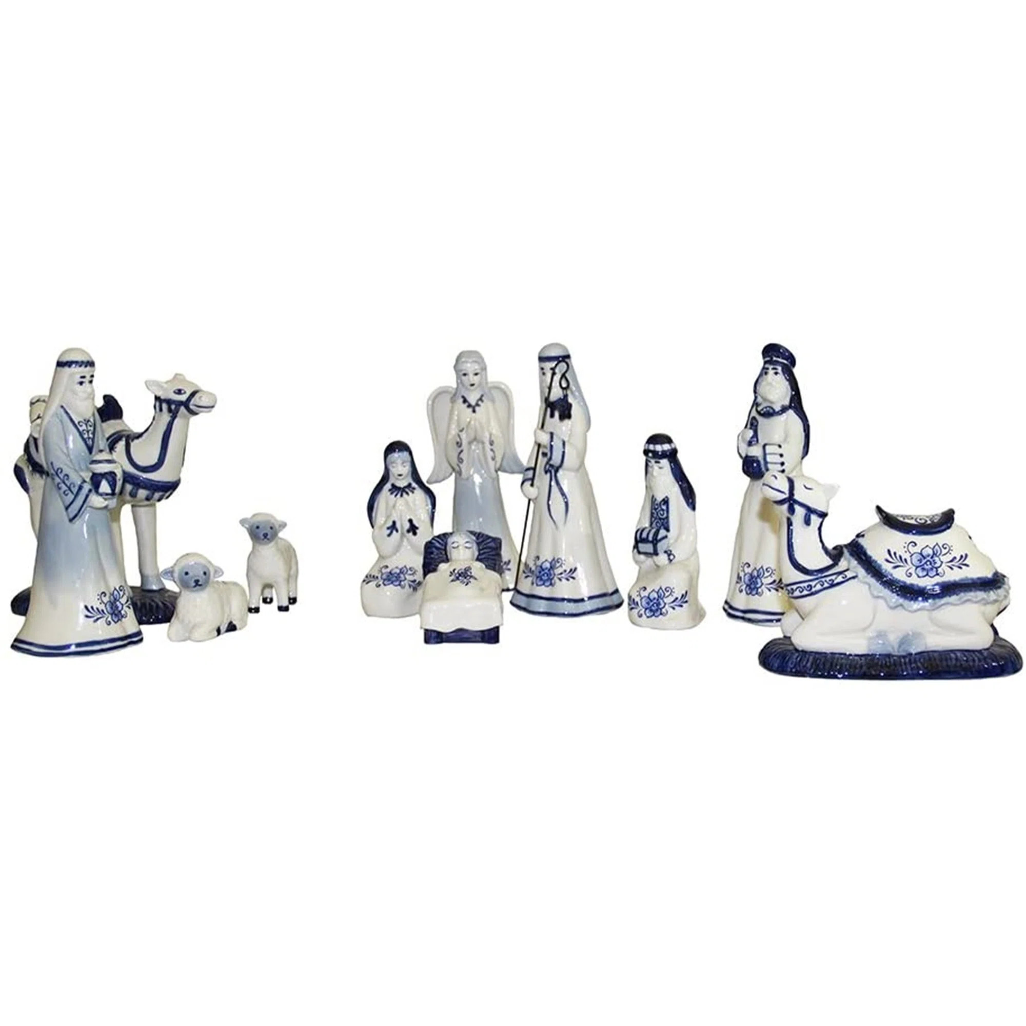 Kurt Adler 11 Piece Delft Nativity Set & Reviews | Wayfair | Wayfair North America
