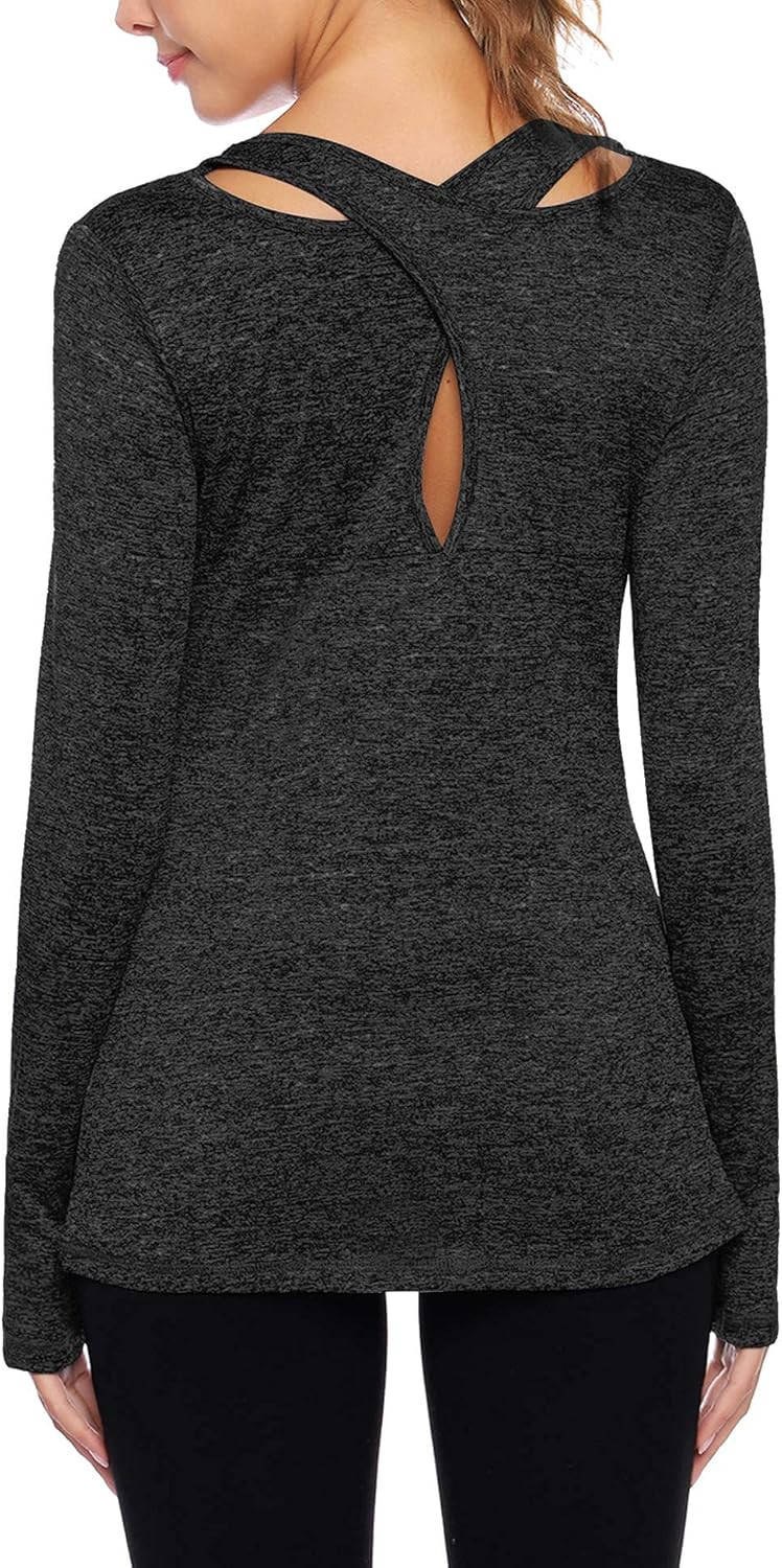 ADOME Womens Yoga Shirt Long Sleeve Workout Shirts for Women Quick Dry Gym Athletic Tees Running ... | Amazon (US)