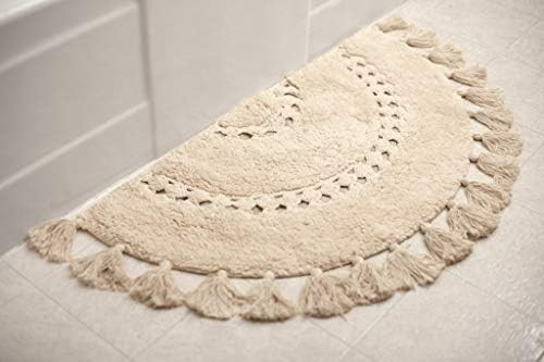Half Circle Bohemian Bathroom Rug with Tassels & Crochet Insert -Beautifully Handcrafted 100% Cotton | Amazon (US)