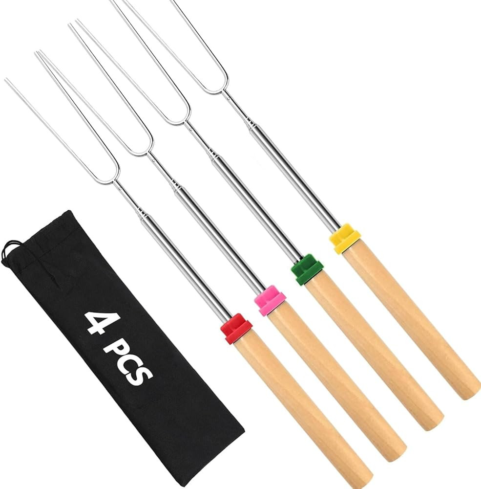 4Pcs Smores Sticks for Tabletop Fire Pit Long 32 Inch, S'mores Skewers Kit Marshmallow Roasting S... | Amazon (US)