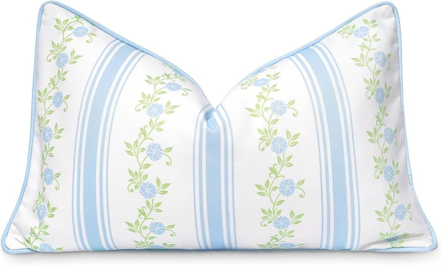 Hofdeco Premium Coastal Patio Indoor Outdoor Lumbar Pillow Cover Only, 12"x20" Water Repellent fo... | Amazon (US)