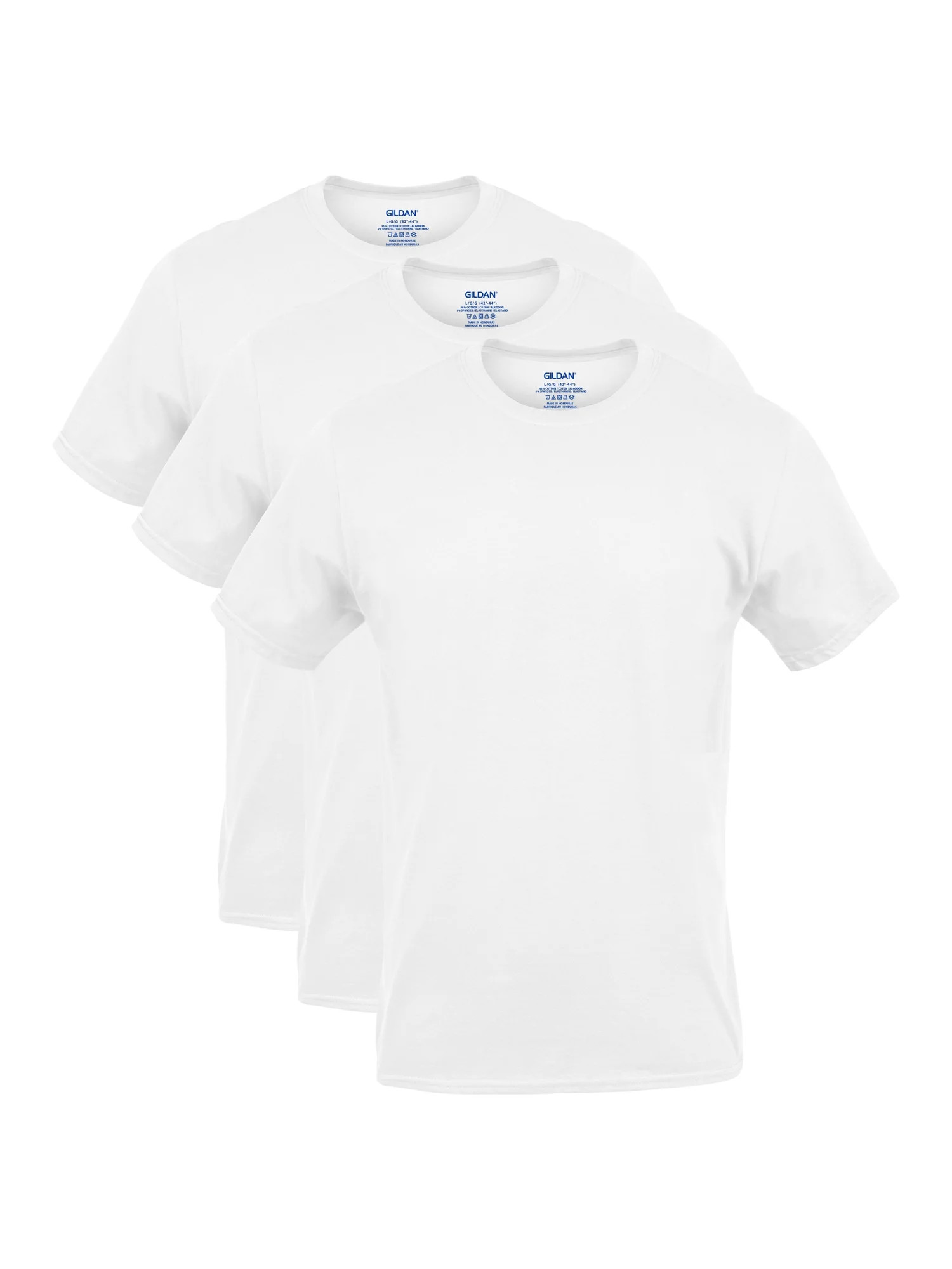 Gildan Men's Cotton Stretch Crew Neck Short Sleeve T Shirt, 3-Pack, Sizes S-2XL - Walmart.com | Walmart (US)