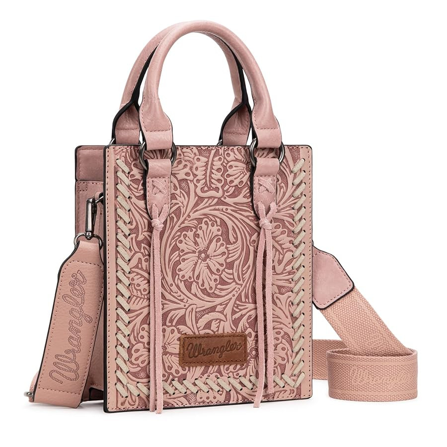 Wrangler Embossed Crossbody Bag for Women Top Handle Handbags and Western Mini Tote | Amazon (US)