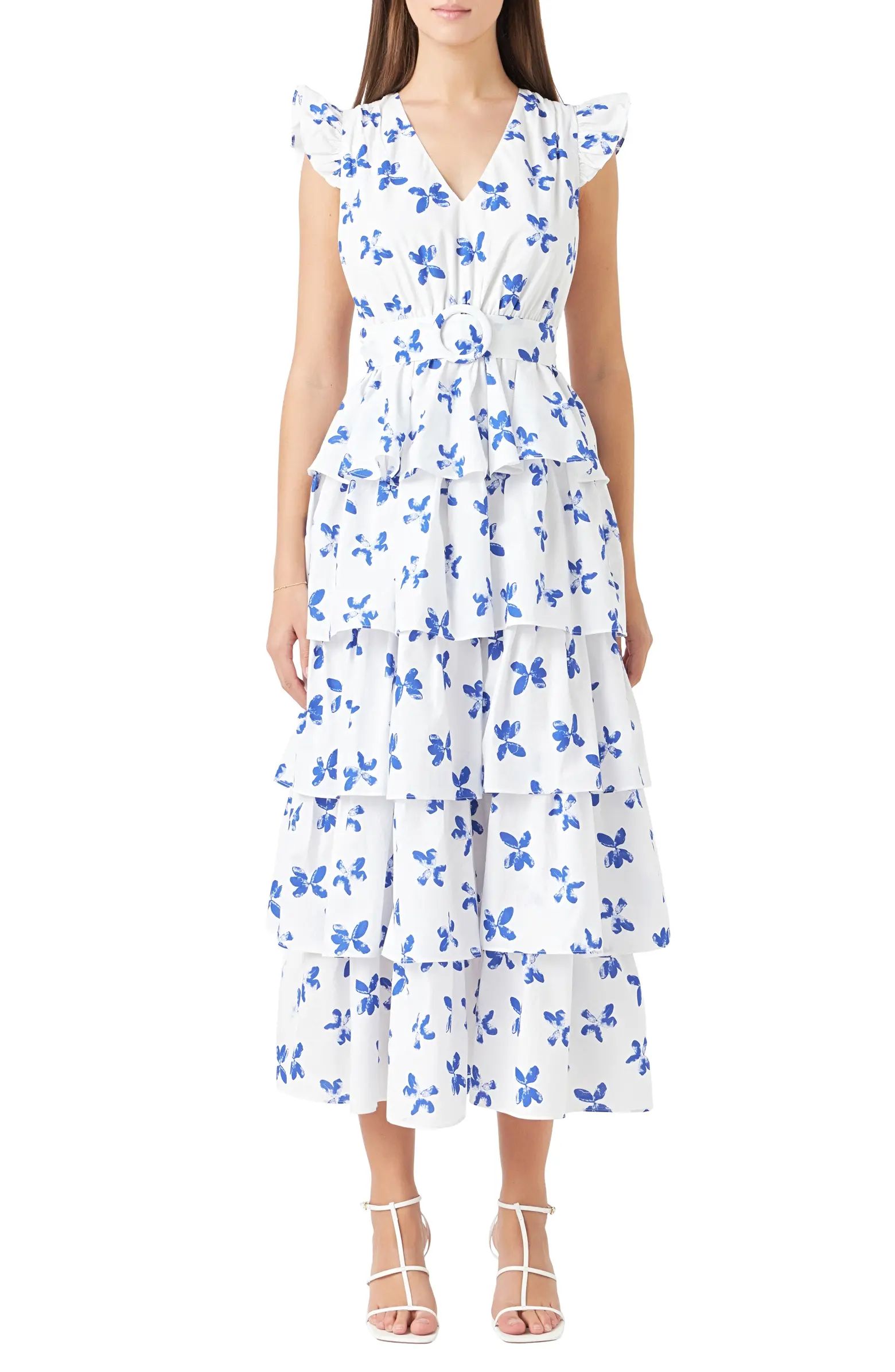 Endless Rose Floral Tiered Belted Maxi Dress | Nordstrom | Nordstrom