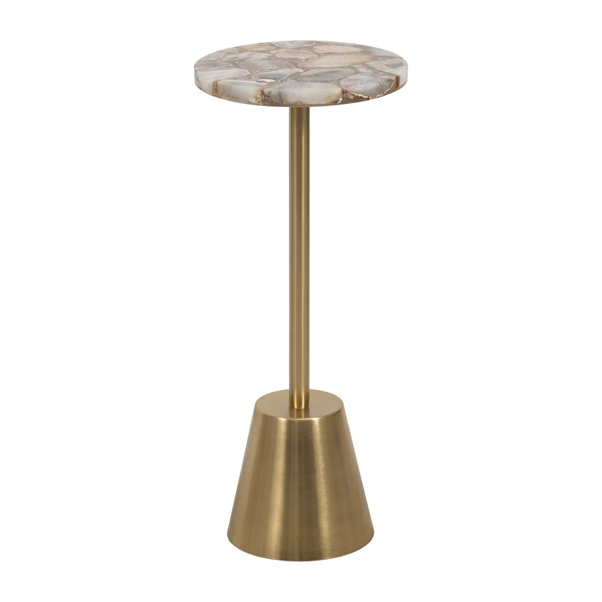 Sagebrook Home 24" Iron and Agate Round Polished Edge Accent Table Gold: Cylinder Base, No Assemb... | Target