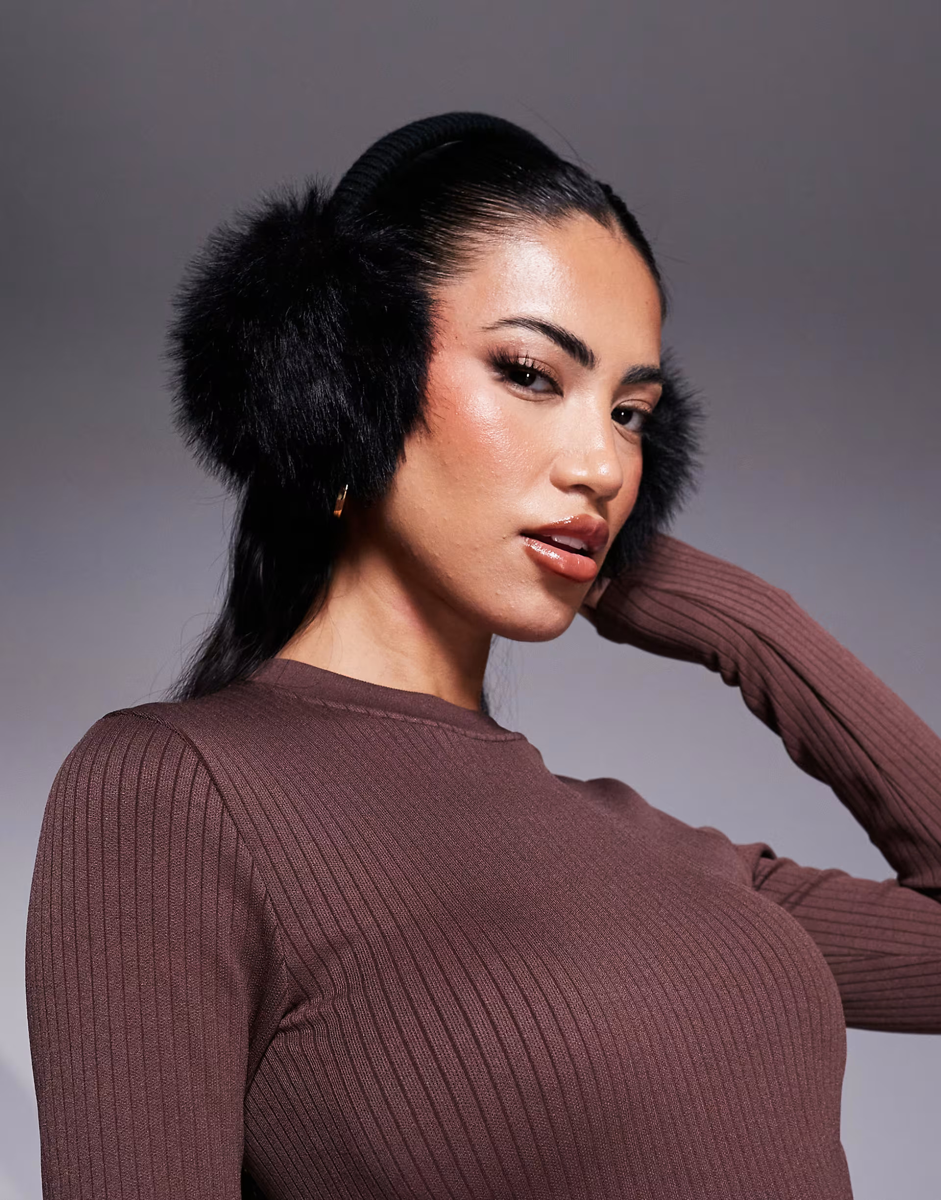 ASOS 4505 Ski faux fur ear muffs in black | ASOS (Global)