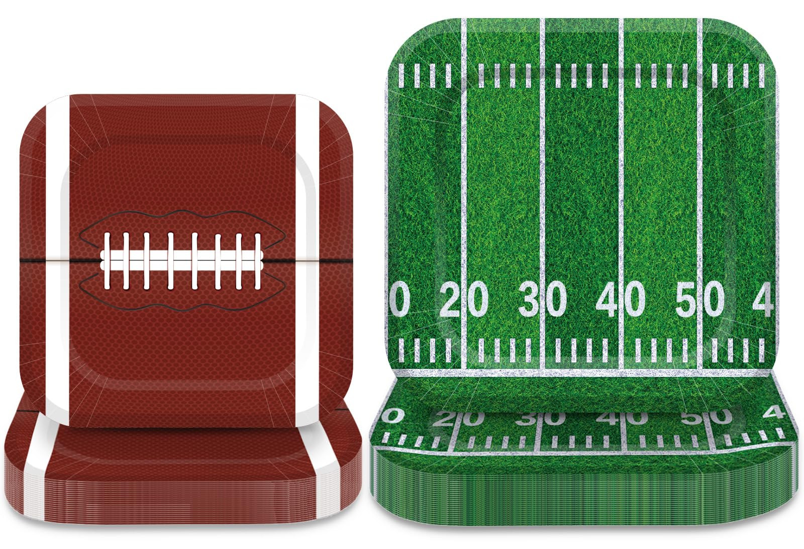 Whaline 40Pcs Football Paper Plates Sports Theme Square Disposable Party Decorative for Sports Ev... | Amazon (US)