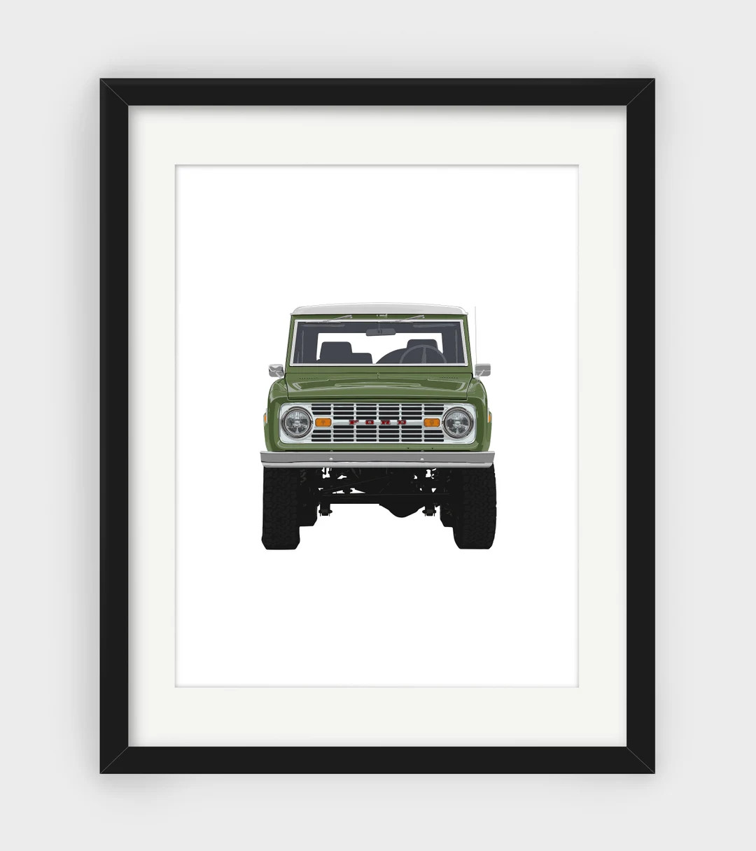 Ford Bronco Print, Lime Gold Poly Bronco Print, Green Bronco, Front, Minimalist Print, Scandinavi... | Etsy (US)