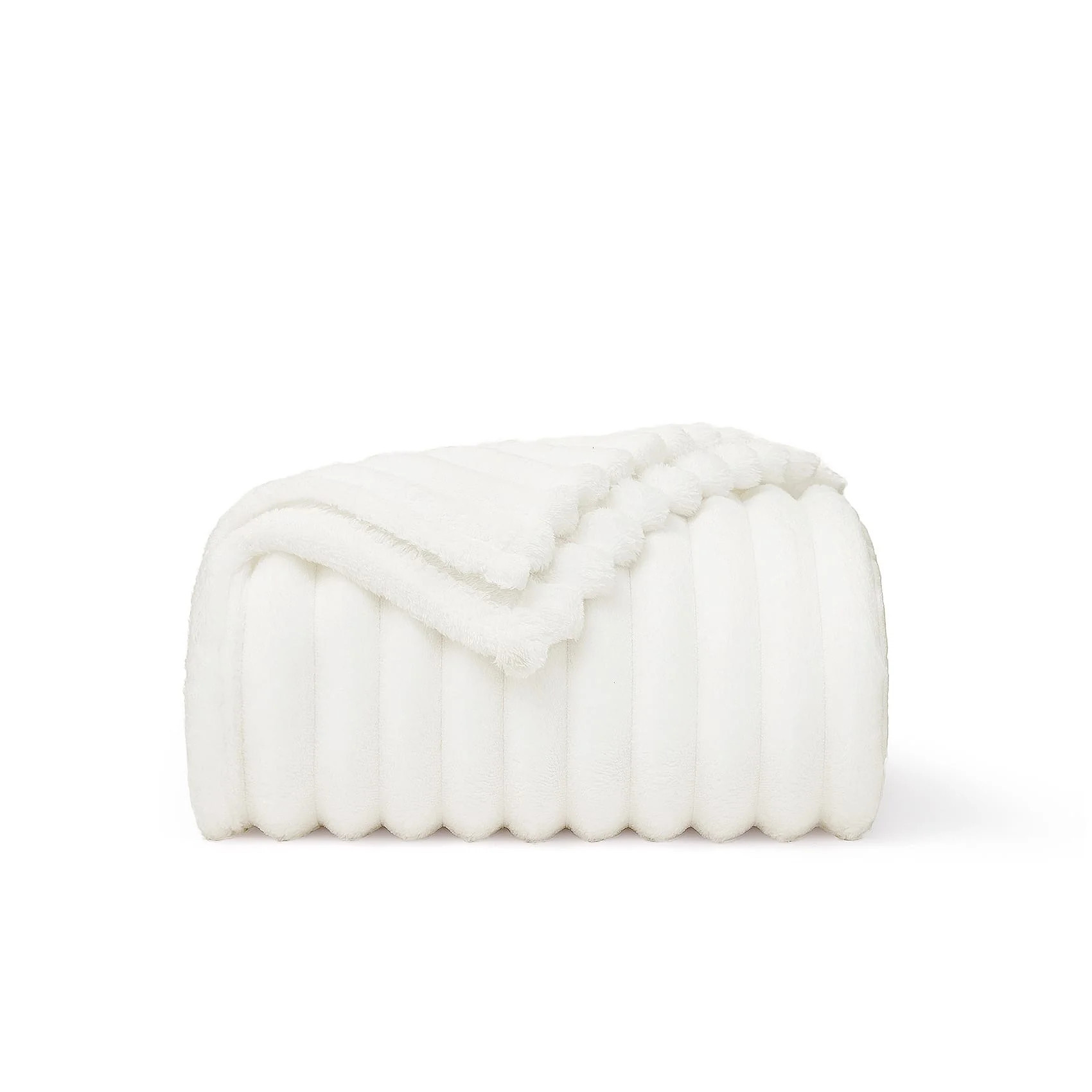 GentleSoft® Blanket | Plush White Ribbed Polyester | Bedsure