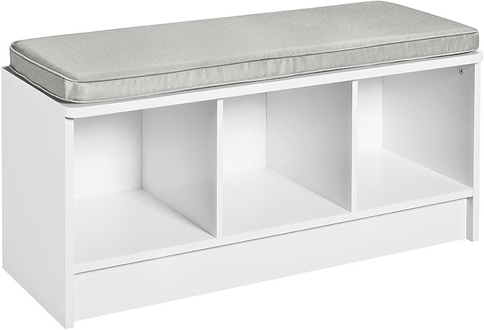ClosetMaid 1631 Cubeicals 3-Cube Storage Bench, White with Gray Cushion | Amazon (US)