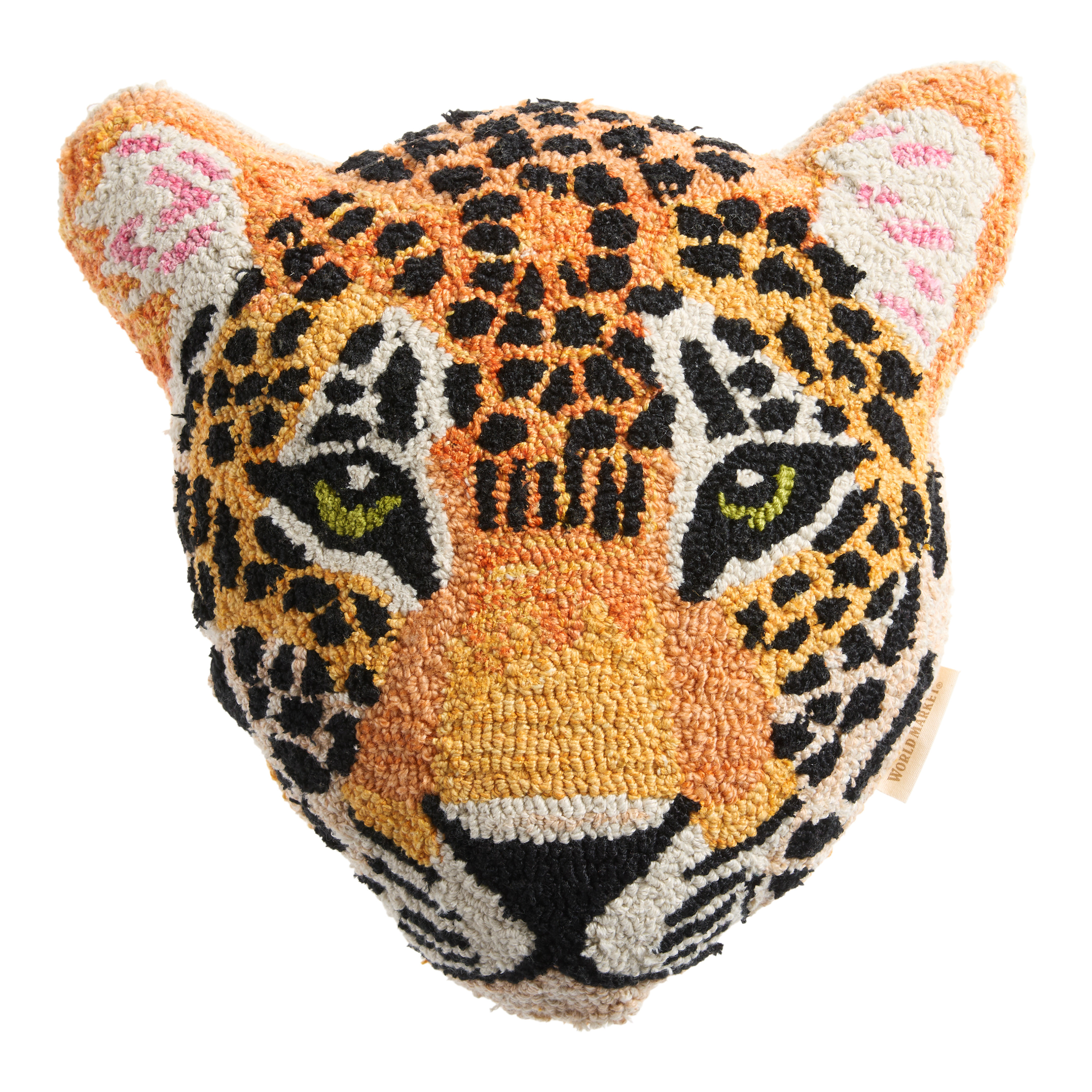 Orange Leopard Face Shaped Indoor Outdoor Throw Pillow | World Market