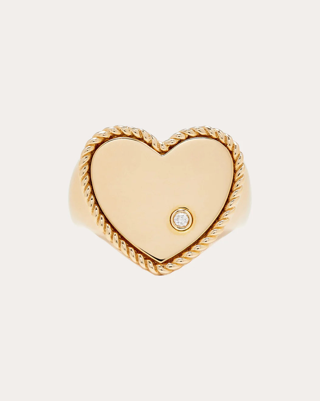 Yvonne Léon Women's Gold Heart Signet Ring in Yellow Gold 9K Gold | Olivela