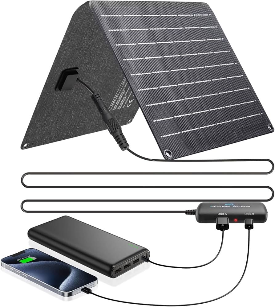 Ecosonique 10W/20W/30W Portable Solar Panel Charger, IP67 Waterproof ETFE USB Solar Phone Charger... | Amazon (US)