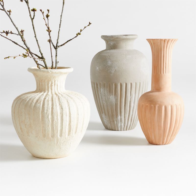 Cannelée Terracotta Vases by Athena Calderone | Crate & Barrel | Crate & Barrel