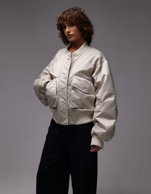 & Other Stories relaxed fit bomber jacket in beige neutral | ASOS (Global)