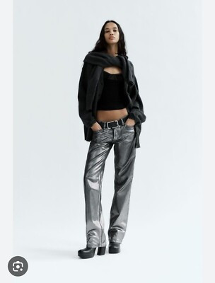 ZARA SS23 GREY STRAIGHT MID-RISE  METALLIC JEANS SIZE 36 8-10 REF 5520/114/800  | eBay | eBay US