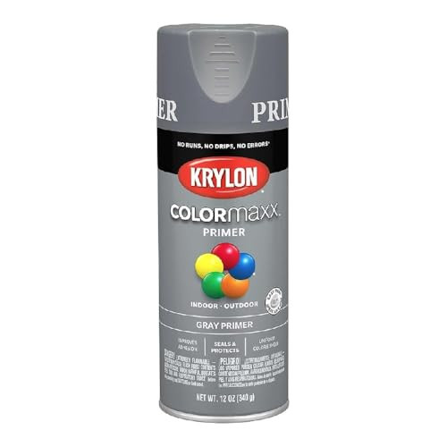 Krylon K05582007 COLORmaxx Primer Spray Paint for Indoor/Outdoor Use, Gray, 12 Ounce (Pack of 1) | Amazon (US)