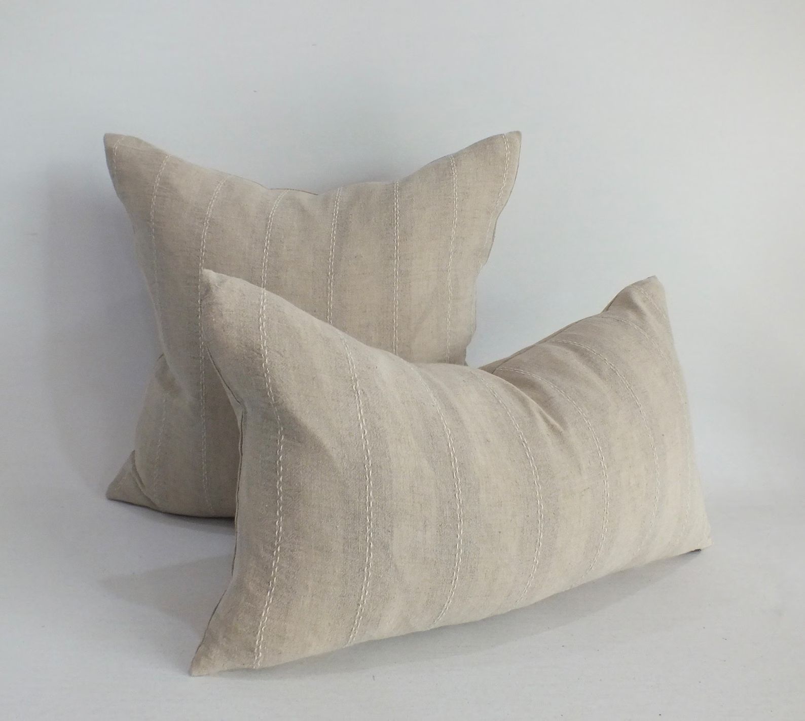 Sofa Cream Beige Striped Lenin hemp and cotton Throw decorative Pillows cover Ethnic Cushions cas... | Etsy (US)