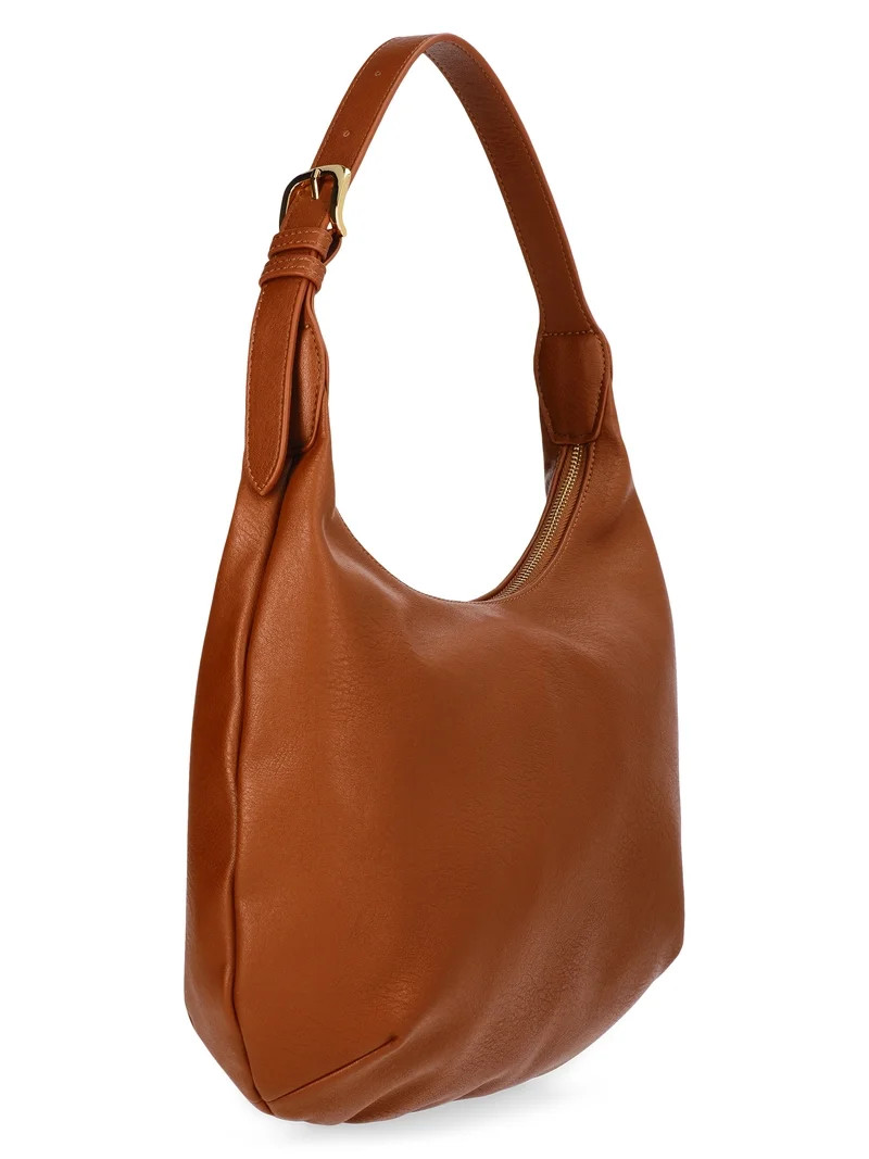 Time and Tru Women's Sybil Faux Leather Hobo Handbag, Cognac | Walmart (US)