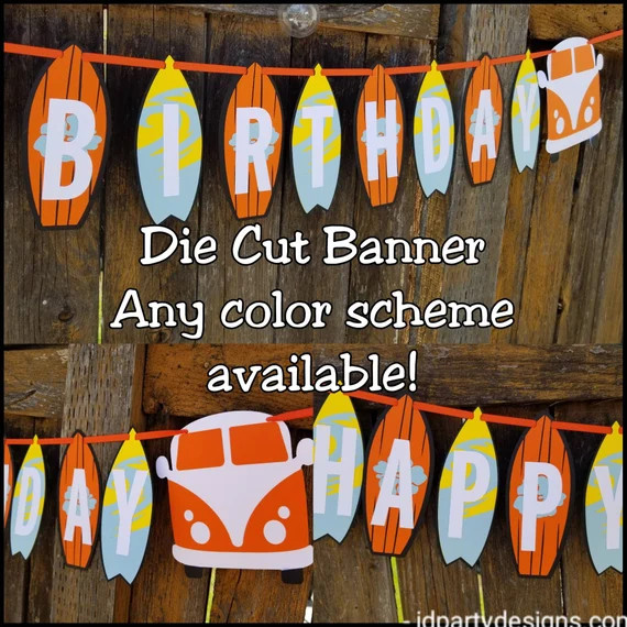 SURFING SURFER BANNER Bus Van Surfing Banner Surfer Birthday | Etsy | Etsy (US)