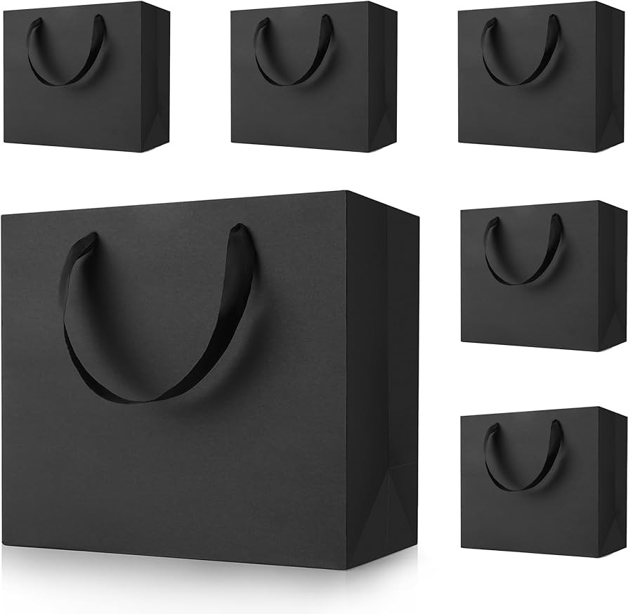 Generic Black Gift Bags With Handles: 12.5x4.5x11 Inch 6pcs Large Paper Bags Bulk For Party Shopp... | Amazon (US)