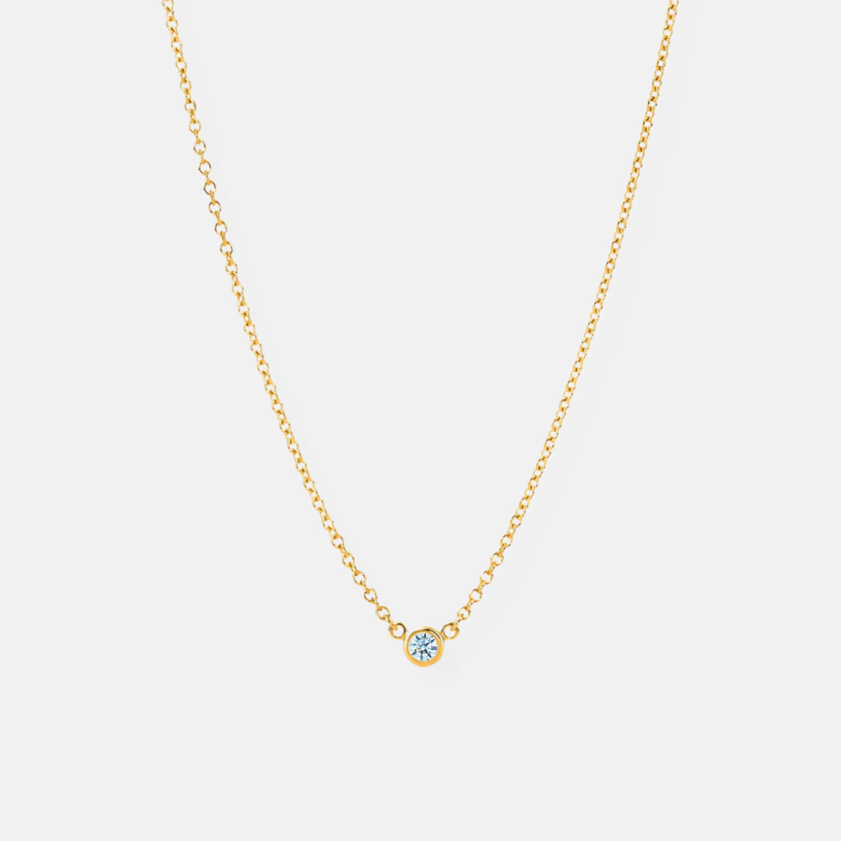 14K Gold Modern Diamond Solitaire Necklace | Vana Chupp Studio