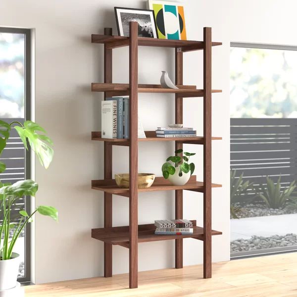 Urquhart 32'' Solid Wood Etagere Bookcase | Wayfair North America