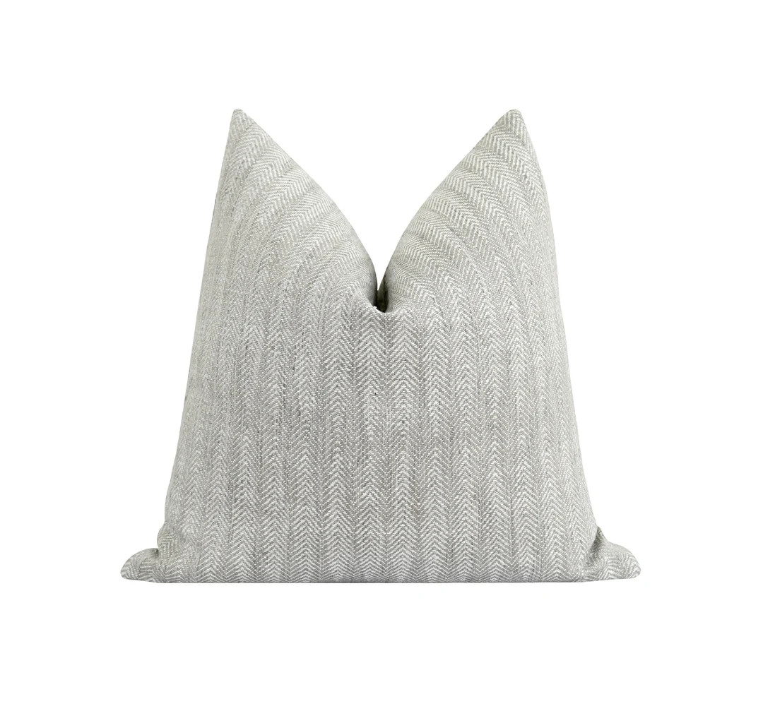 Pearl Grey Pillow Cover Modern Chevron Stripe Pillow Cover - Etsy | Etsy (US)