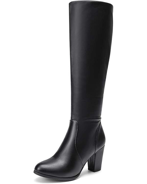 DREAM PAIRS Women's Chunky Heel Knee High Boots | Amazon (US)