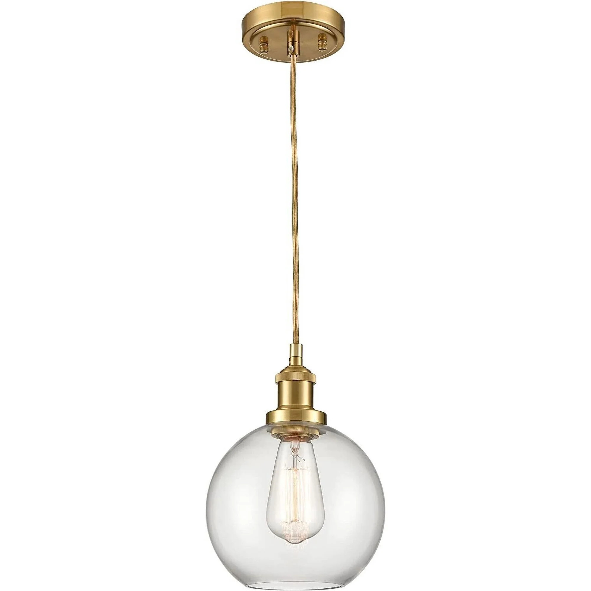 Modern Bushed Gold Pendant Light Fixture with Globe Clear Glass Shade Pendant | Walmart (US)