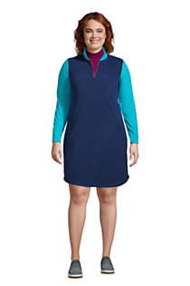 Women's Plus Size Long Sleeve Fleece Quarter Zip Dress | Lands' End (US)