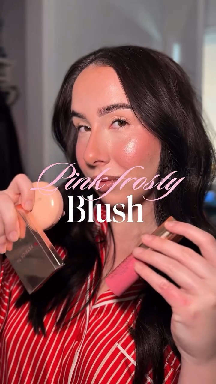 I’m a blush blindness forever 😋 Something about a bright pink blush in the winter is so cute🩷🎀 ❄️ #makeupartist #blush #charlottetilburymakeup #rarebeauty #makeuptutorial