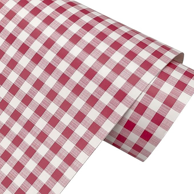 Red Holiday Gingham Shelf Liner Decorative Paper 19.7 ft Roll Wrapping Gift Refresh Pet House Rem... | Amazon (US)