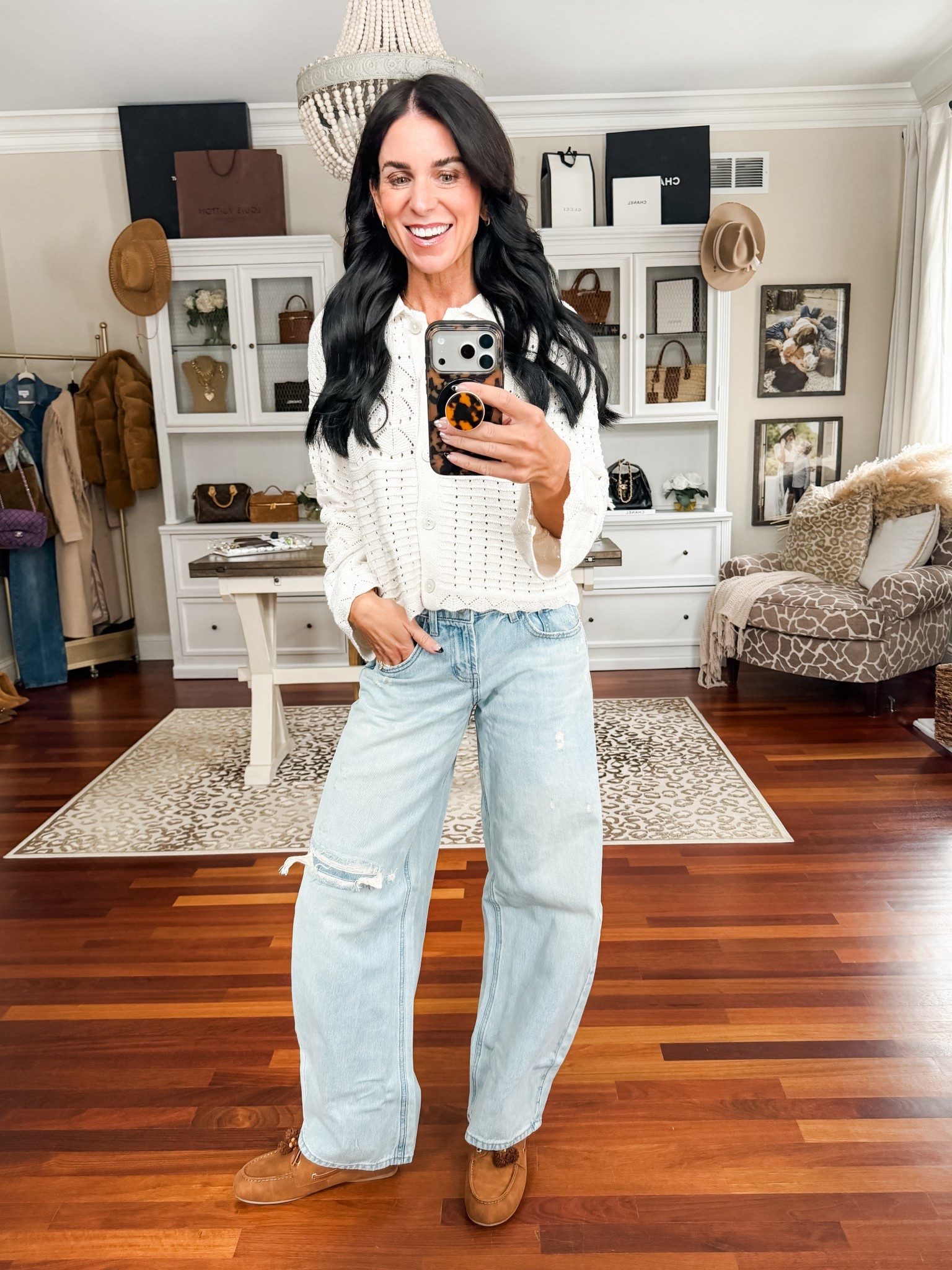 Such a cute crochet sweater
Wearing a small and 0 denim 

#LTKootd #LTKSaleAlert