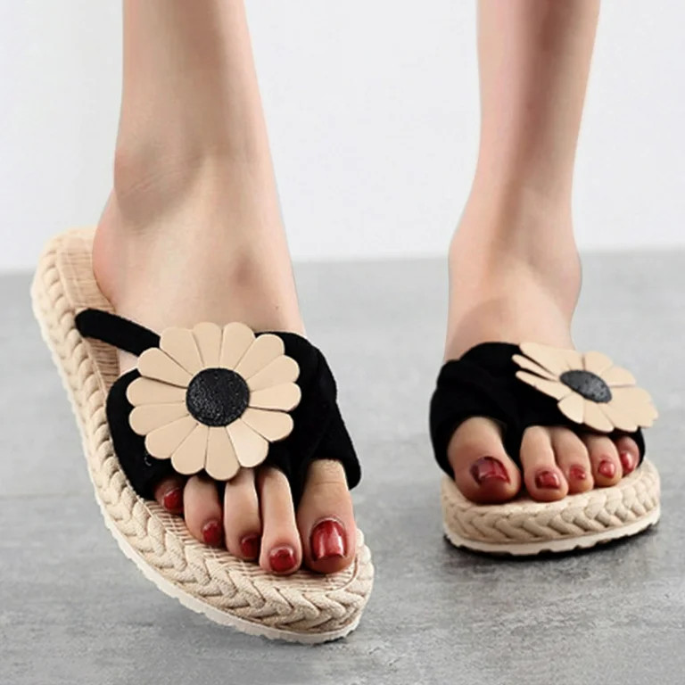 lady shoes Fashion Spring Summer Casual Women Sandals Sunflower Flat Beach Flat Slippers | Walmart (US)